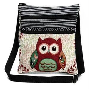 Owl Embroidered Crossbody Bohemian Style Colorful Bag